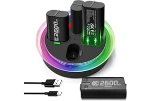 SANGDER Charger for Xbox One Controller Battery Pack with 4x6200mWh USB Rechargeable Xbox One Battery Charger Station for Xbox Series X|S, Xbox One S/One X/Elite Controllers-Xbox One Accessories （2600mAh）