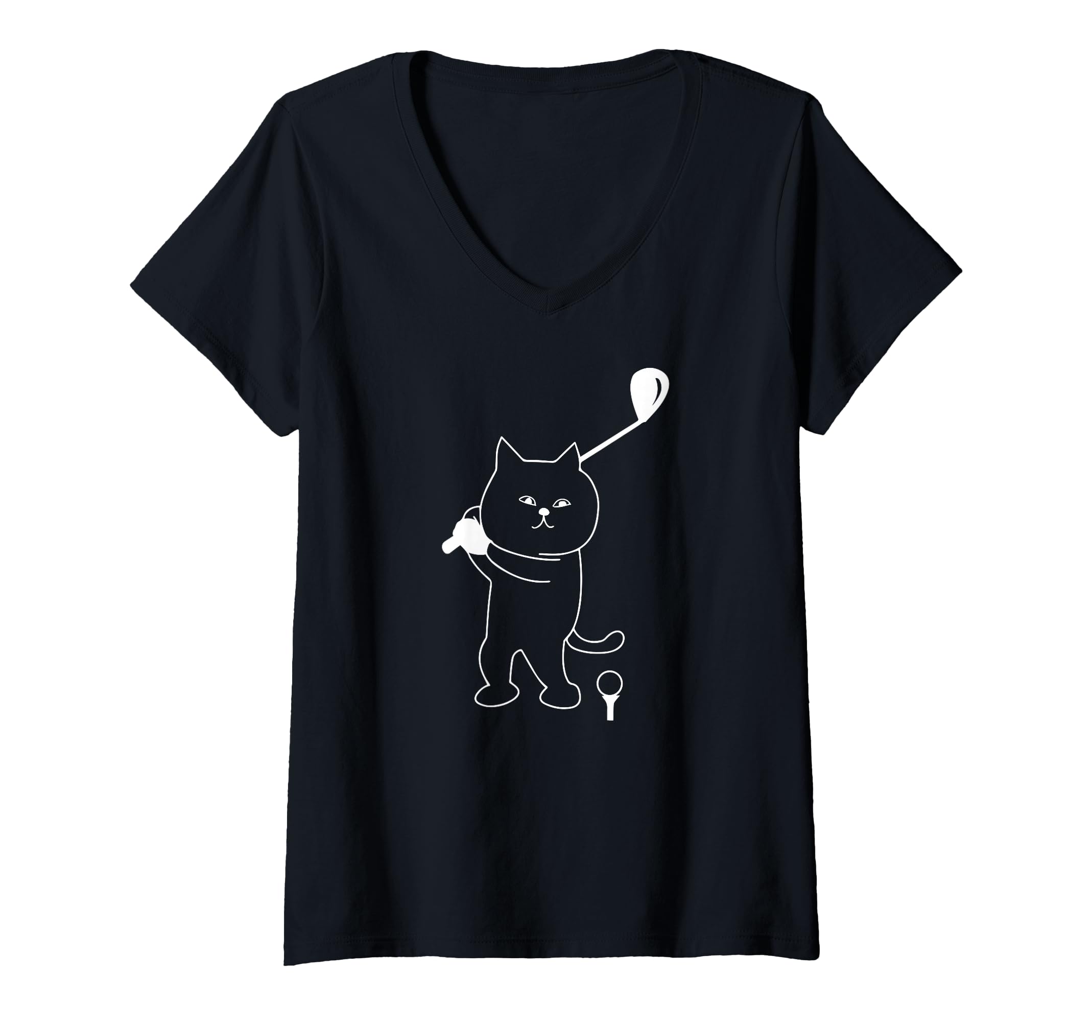 Womens Golf Cat Dad Men Golfing Golfer Club Balls Putting Funny Pop V-Neck T-Shirt