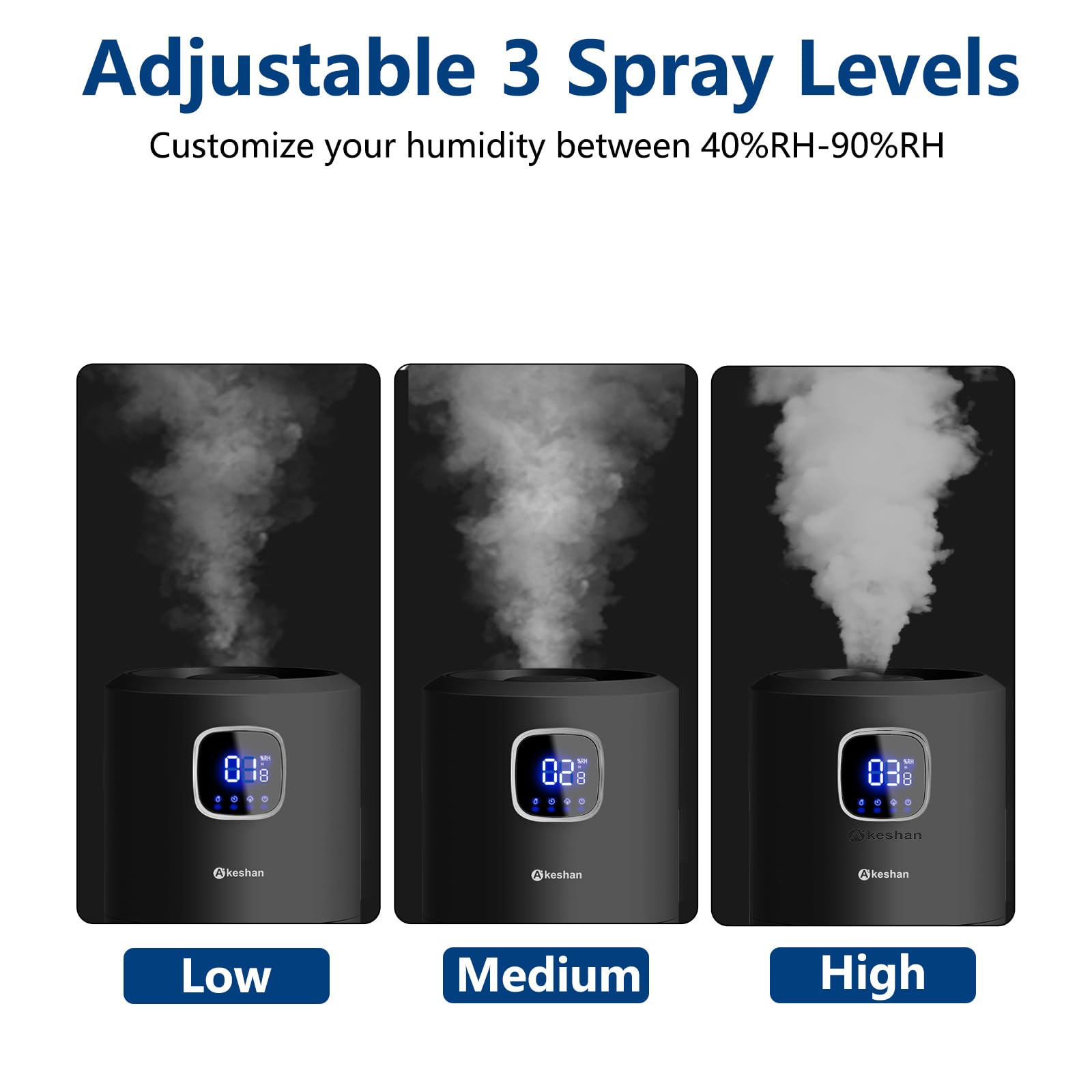 Large Humidifiers for Bedroom, 9L/2.5Gal Ultrasonic Cool Mist, Easy Clean with 350ML/H Large Mist Speed, Quiet Tower, Suitable for Kids Room Plant Yoga (Black)