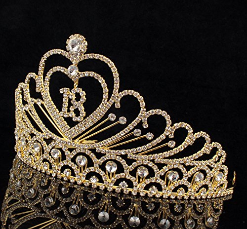 Janefashions Eighteen Years Old 18 Birthday Party Rhinestone Tiara Crown Hair Combs T2305
