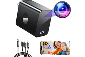 QETATIY 4K Hidden Camera-2.4G/5G WiFi Nanny Cam Charger with 160° Wide Angle, Night Vision, Motion Detection -Secret Camera -Protable Body Camera Charger for Home Security