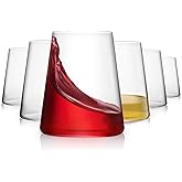 LUXULISH Stemless Wine Glasses Set of 6, Hand Blown Premium Crystal Red White Wine Glass - Modern Drinking Glasses for Women, Men, Wedding, Anniversary, Birthday - 18Oz