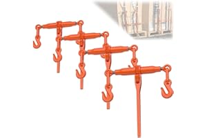 NOLIVEN 4 Pack Ratchet Load Binders with 2 Grab Hooks, Heavy Duty 5,400 Lbs Capacity Binders for 5/16"-3/8" Grade 70 Transport Chains, Ratchet Binders for Towing