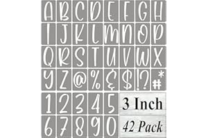 REOLAN 3 Inch Alphabet Letter Stencils for Painting - 42 Pack Letter and Number Stencil Templates with Signs for Painting on Wood, Reusable Letters and Numbers Stencils for Chalkboard Wood Signs & Wall Art