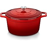 vancasso Enameled Cast Iron Dutch Oven, 7.5 QT Dutch Oven Pot with Lid, Round Enamel Dutch Oven for Bread Baking, Non Stick Enamel Coating, Pot's Body Cast Iron, Red