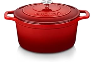 vancasso Enameled Cast Iron Dutch Oven, 7.5 QT Dutch Oven Pot with Lid, Round Enamel Dutch Oven for Bread Baking, Non Stick E