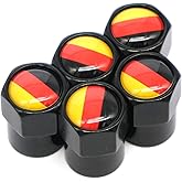 AutoE 5PCS Wheel Tire Valve Caps Stem Covers National Flag Logo Sticker Car Auto Motorcycle Bicycle Accessories (Germany)