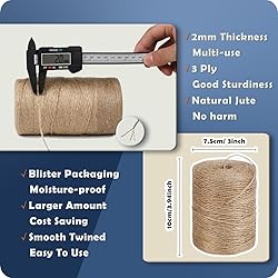 PerkHomy Natural Jute Twine 1800 Feet Long Twine