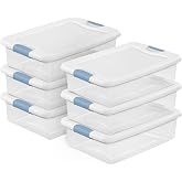 Sterilite Latching Box with Lids for Home and Office, 32 Quart, 6-Pack | Heavy-Duty and Stackable Plastic Containers with Latches for Closet, Cabinet, Bedroom, Bathroom and Dorm Room Organization