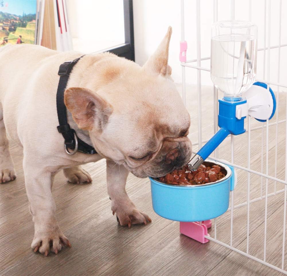 Pet Crate Hanging Bowl Dog Cage Water Bowl Removable Stainless Steel Food Bowl 2-in-1 Mounted Feeder Bowl with Bolt Holder for Kennel Cage for Small Medium Dogs Puppy Cats Birds - Image 5