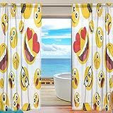 Cooper girl Cartoon Emoji Decorative Window Curtain Sheer Panel Drapes 55x78 for Living Room Bedroom Kids Room 2 Piece