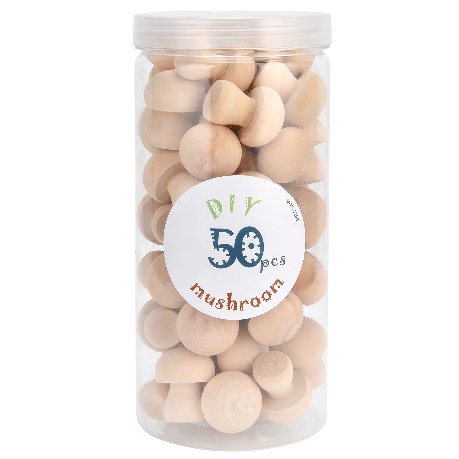 Tomotato Unfinished Wooden Mushroom Figures - 50 Pcs Small Peg Dolls for Arts Crafts DIY Projects, Home Office Desktop Decoration