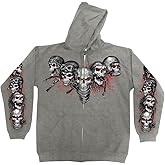 Hot Leathers Full Zip Sweatshirt with Red & White Skulls