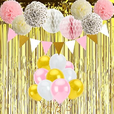 Pink And Gold Party Decorations Birthday Decorations Set Pink Gold