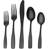 Matte Black Silverware Set, Satin Finish 40-Piece Stainless Steel Flatware set, Tableware Cutlery Set Service for 8, Utensils for Kitchens, Dishwasher Safe