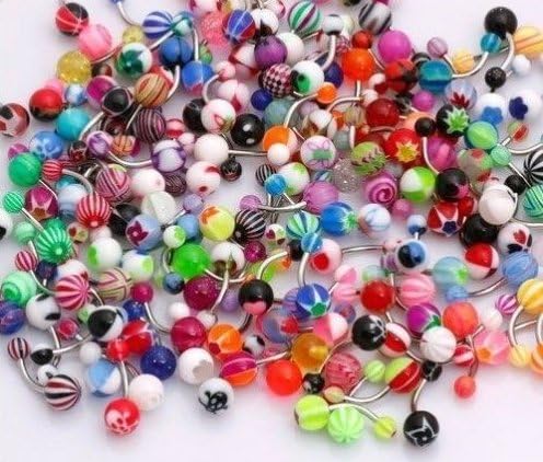 NO DUPLICATES Wholesale Lot 25Pcs 14G Belly Button Navel Rings Piercing Jewelry