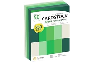 BEARBOSS Green Colored Cardstock Thick Paper 50 Sheets, 8.5" x 11" Heavyweight 92lb Cover Card Stock for Crafts and DIY Cards Making