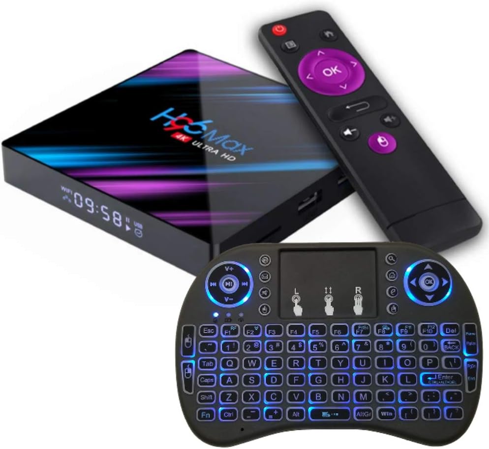 Android TV Box Android 9.0 OS Smart TV Box 2GB 16GB H96 max Support USB 3.0 BT 4.1 2.4G- 5G Dual-Band Wi-Fi 3D 4K Full HD H.265 100M Android Mini PC with Wireless Keyboard Remote(Backlit) TTV Box