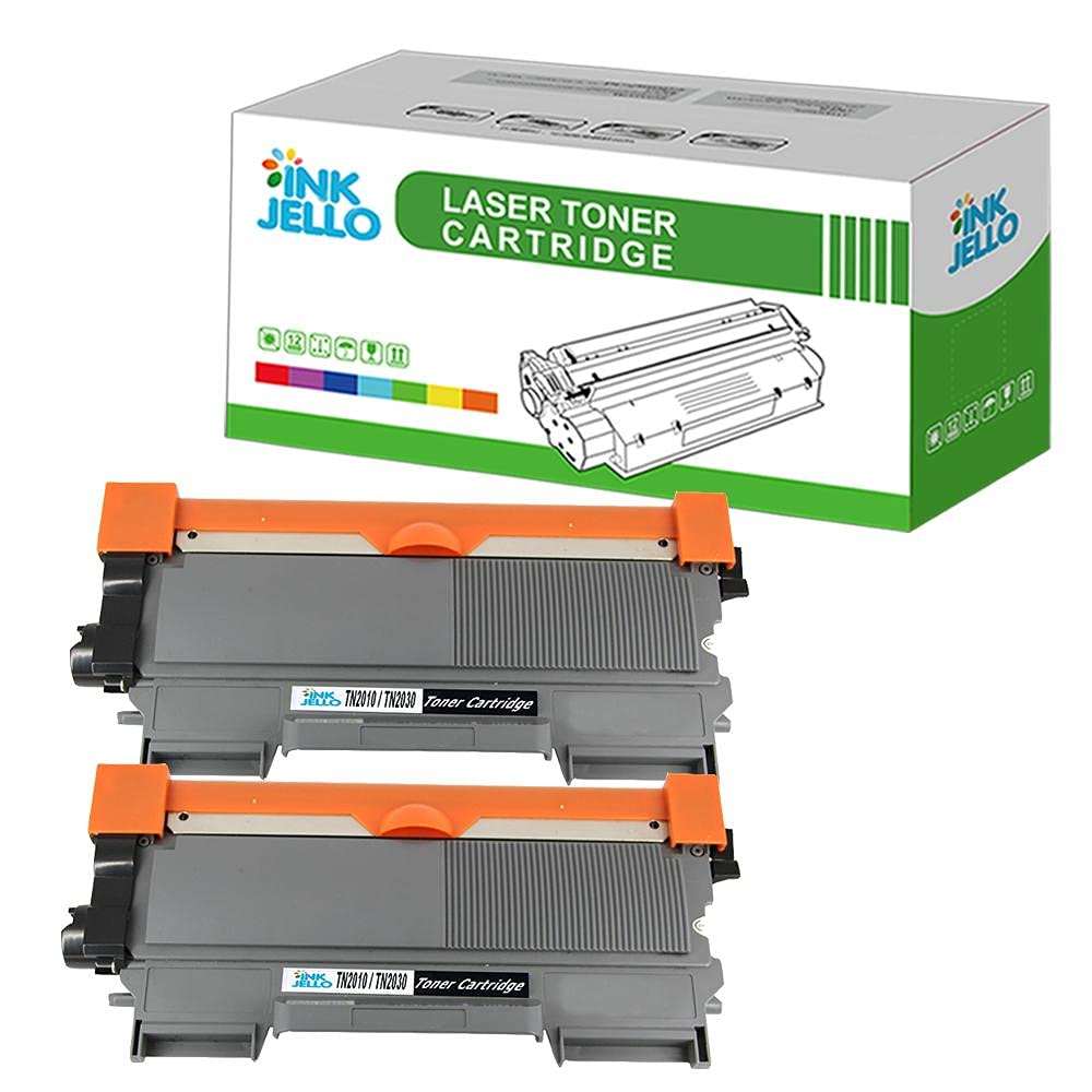 InkJello Compatible Toner Cartridge Replacement for Brother DCP-7055 DCP-7055W HL-2130 HL-2132 HL-2135W TN2010 (Black, 2-Pack)