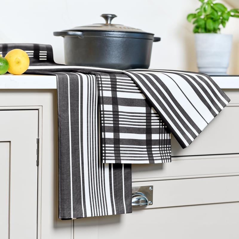 Dexam Love Colour Set Of 3 Extra Large Tea Towels - True Black, 91x 61