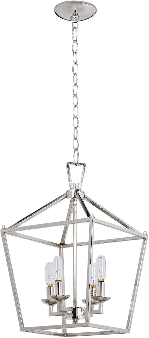 Motini 4 Light Lantern Pendant Lighting In Silver Polished Nickel
