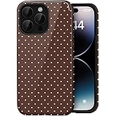 Amzfield for iPhone 13 Pro Case Cute Small Polka Dot Aesthetic Retro Design for Women Girls Fall Simple Chic Girly Pretty Dual Layer Hybrid Protection Elegant Phone Case, Brown