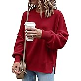 Saodimallsu Womens Fall Crew Neck Sweater Long Sleeve Color Block Sweaters Loose Casual Knit Pullover Tops