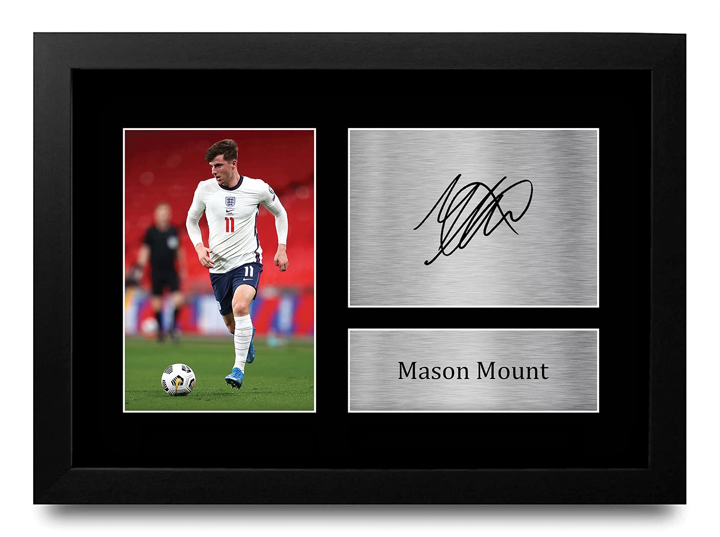 HWC Trading FR A4 Mason Mount England Gifts Printed Signed Autograph Picture for Football Fans and Supporters - A4 Framed