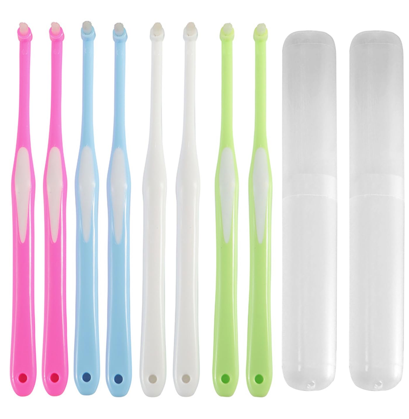 AYNKH 8 Pcs Interspace Toothbrush，Soft Single Tufted Toothbrush ，End-tuft Tapered Orthodontic Interdental Brushes Gap Toothbrush, for Dental Cleaning，Sensitive Gums Deep Cleaning(4 Random Colors)