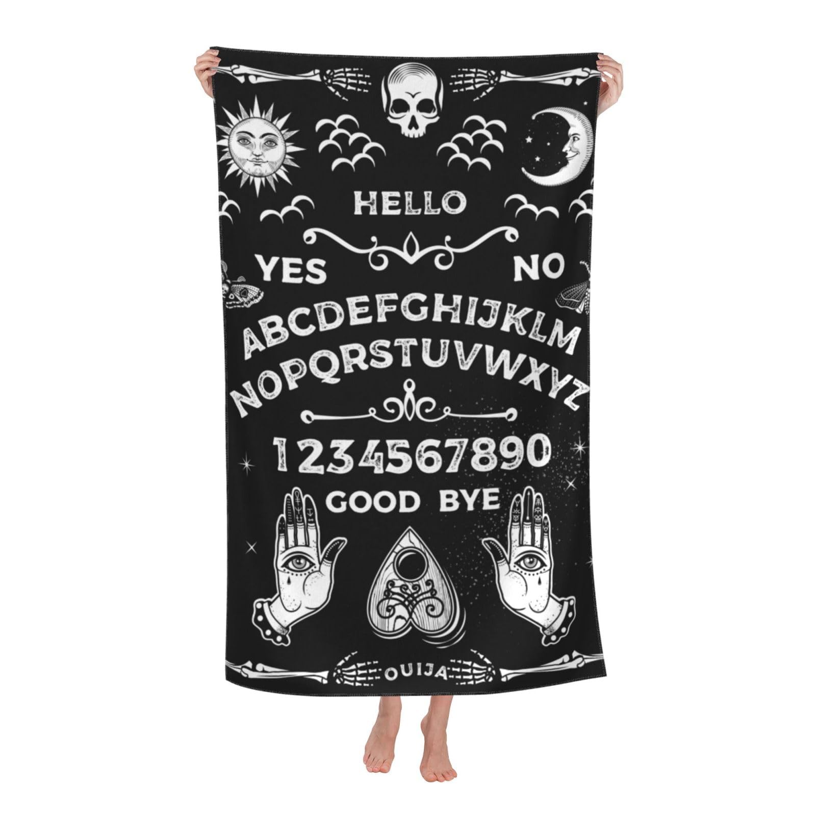 Photo 1 of HKHEHOP Goth Ouija Board Skull Beach Towel Quick Dry Microfiber Bath Towels for Bathroom Soft Sand Free Beach Towels Summer Essentials Travel Swimming Decor Gifts for Women Men