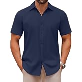 COOFANDY Men's Casual Button Down Shirts Short Sleeve Summer Untucked Dress Shirts