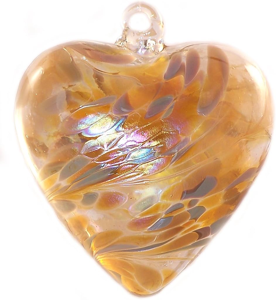Hand Blown Glass Heart Ornament by Iron Art Glass Designs