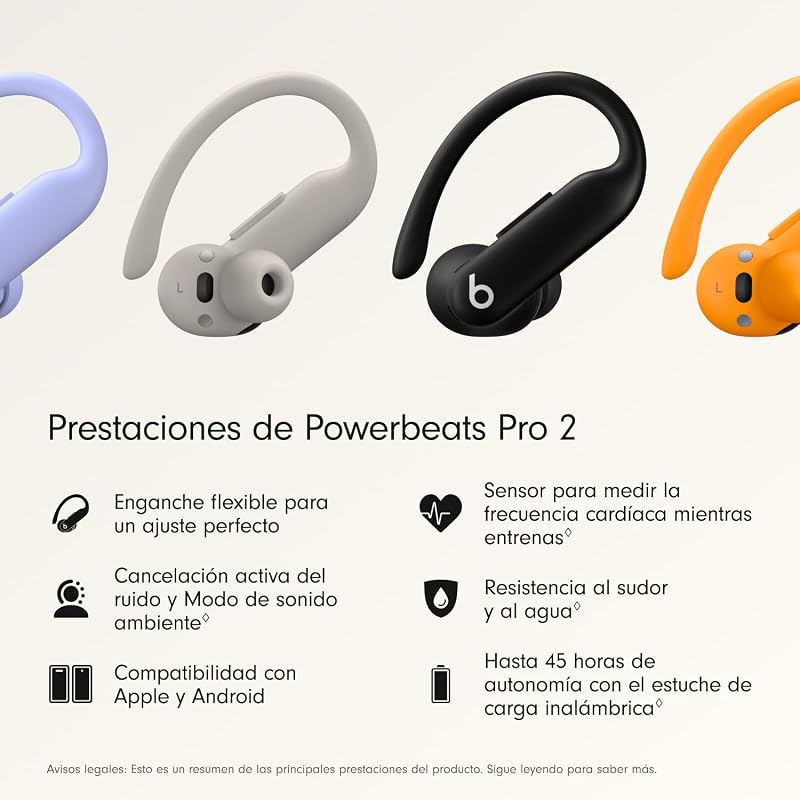 Powerbeats Pro 2 Auriculares Bluetooth inalámbricos- Cancelación Activa del Ruido, clasificación IPX4, hasta 45H con Estuche de Carga, Funciona con Apple y Android - Negro Azabache