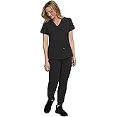 STAT MEDICAL WEAR Scrub Set for Women with 2 Pocket Crossover Scrub Top with 5 Pocket Jogger Pant Scrub - 110210