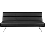 Premium Sofa Futon Couch, Modern Design W/Rich Faux Leather, Sturdy Stainless Steel Legs and Comfortable Memory Foam Cushion, From Sofa to Bed in Seconds