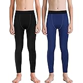 Jeffbaubl 2 Pack Boys Compression Pants,Compression Tights Sport Leggings,Quick Dry Base Layer Pants for Football Basketball