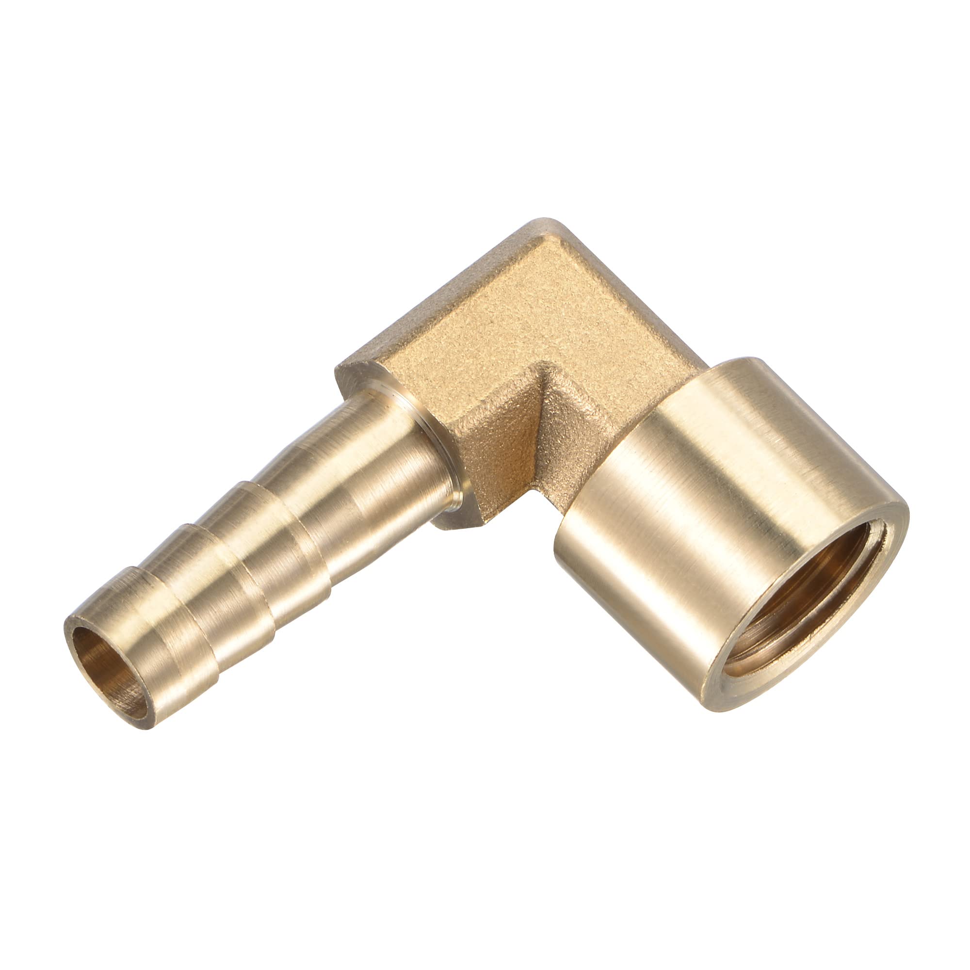 M METERXITY Brass Hose Barb Fittings - 90 Degree Elbow Brass 8mm Barb Connector Apply to Water Fuel (G1/4 Female Pipe)