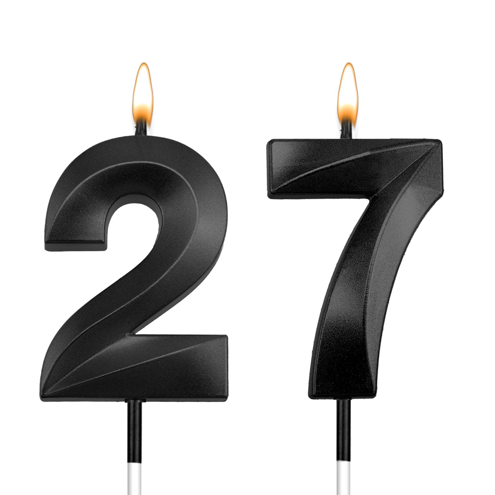 27 Candles for Cake 27 Birthday Candles Balck 72 Candles Happy 27th Birthday Decorations for Women 27 Birthday Decorations for Men Happy 27th Birthday Cake Topper Twenty Five Cake Topper