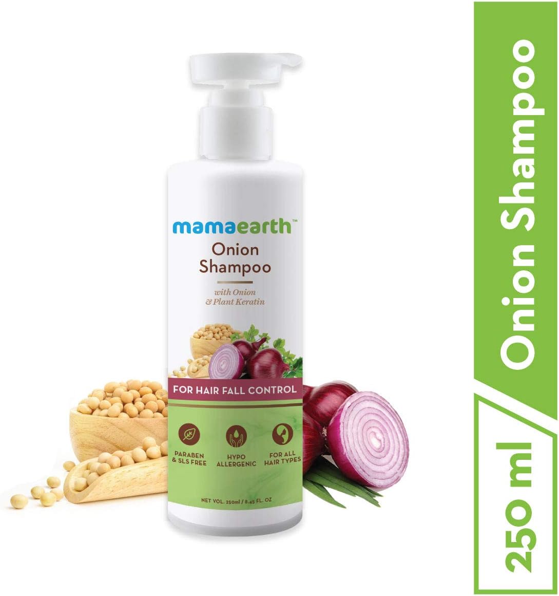 Mamaearth Onion Hair Fall Shampoo for Hair Growth & Hair Fall Control, with Onion Oil & Plant Keratin 250ml