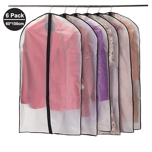Niviy Garment Covers Dustproof Clothes Covers Moth Proof Coat Bag with Zip PEVA Transparent