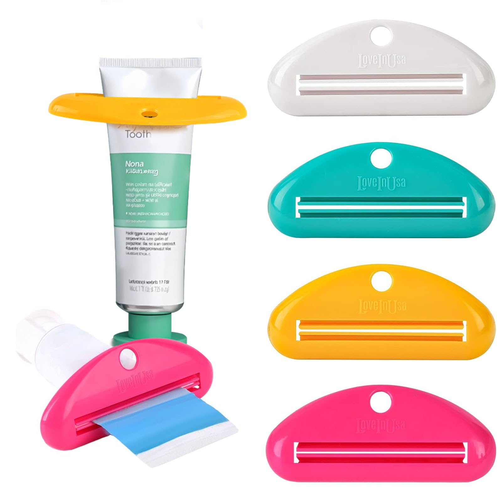Photo 1 of LOVEINUSA Toothpaste Tube Squeezer Dispenser- 4 Pack Random Colors