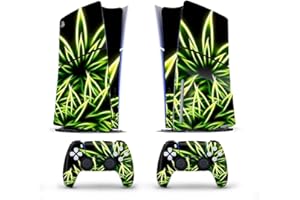 LANGSUN Full Body Vinyl Skin Stickers Wrap Decals Cover for PS5 Slim Disc Edition Console & Controllers (Weeds)