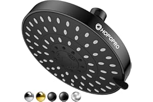 HOPOPRO 5-Mode High Pressure Shower Head - Consumer Reports, The Washington Post, NBC News, TODAY TV Show Recommended - High Flow Fixed Showerheads Bathroom Rain Showerhead (6 Inch Matte Black)