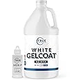 True Composites White Gelcoat No Wax-Isophthalic NPG Fiberglass Marine Gel Repair Kit-Top Coat Base, UV Protectant, Waterproof Cruise, Automotive, Boats, Wood (1 Gallon & 1oz MEK-925)