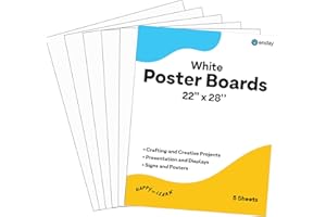 Emraw Poster Board Lightweight Craft Backing Boards for Presentations Office Sign Blank Painting Board Smooth Surface Poster Sheets for School Pack of 5 (White)
