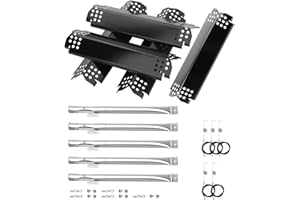 UikJOY Replacement Parts for Nexgrill, 14.88" Burner Replacement for Nexgrill 5 Burner Gas Grills 720-0888, Porcelain Steel Flame Tamer Replacement Parts Kit for Nexgrill
