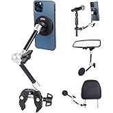 FPN All-Metal Magnetic Phone Holder with Super Clamp&10″ Long Arm for Magsafe, Adjustable Rear View Mirror Phone Holder Mount for Car/Truck/Handlebar, Compatible with iPhone 16 15 14 13 12 Series