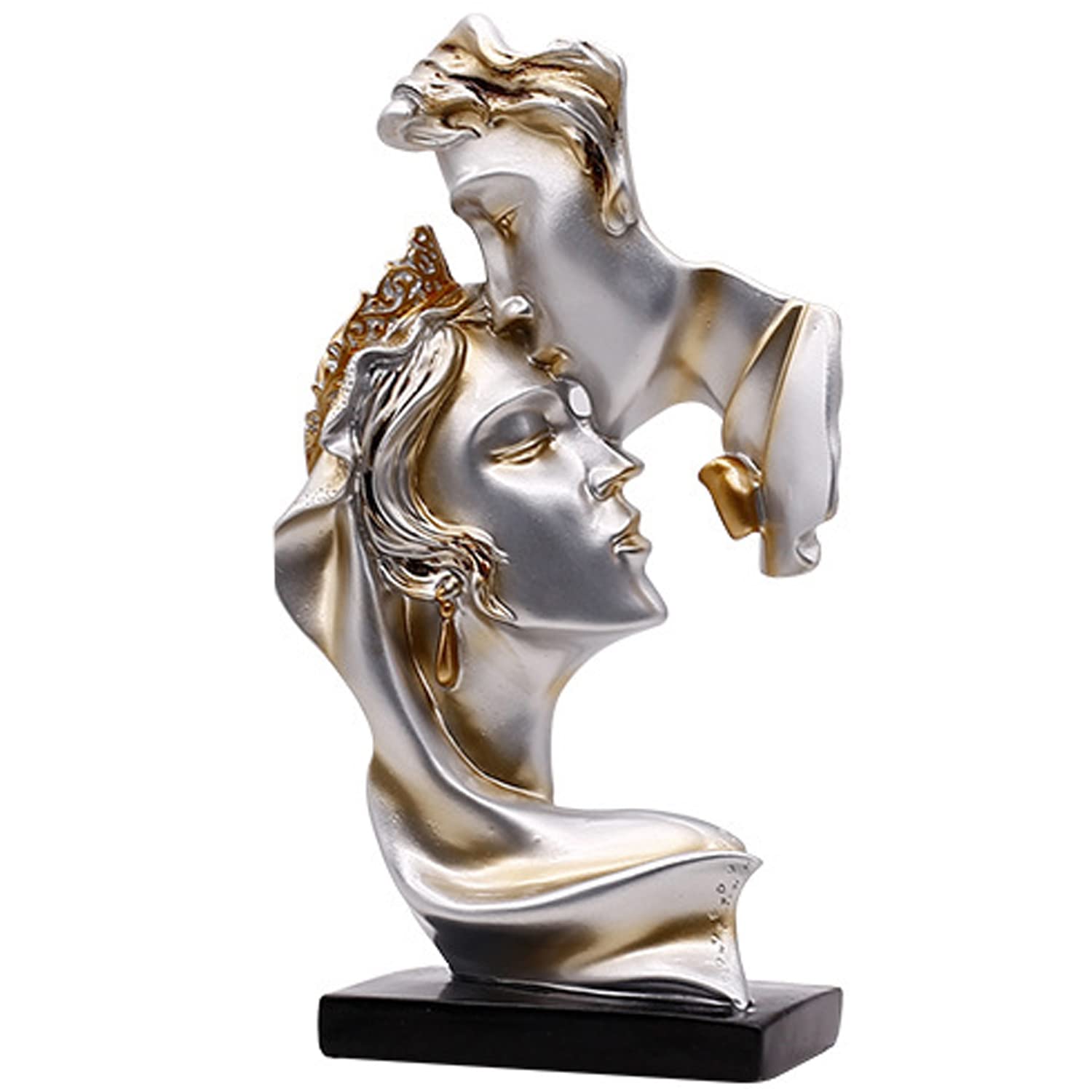 PIGPIGFLY Liebeskiss Statue, Abstract Sculpture, Decorative Figures, Decorative Living Room Modern for Standing, Abstract Sculpture Polyresin, Gift Idea (Champagne)
