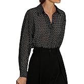 Milumia Women's Polka Dots Shirt Top Sheer Long Sleeve Button Down Collared Blouse Tops
