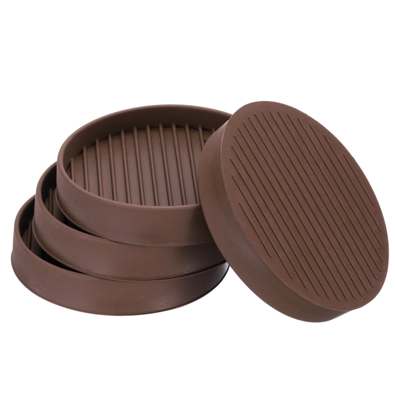 PATIKIL 3.3 Inch Rubber Furniture Pads, 4 Pack Non-Slip Furniture Coasters Round Anti Skid Caster Cups Furniture Feet Cup Floor Protectors for Bed Couch Stoppers, Brown